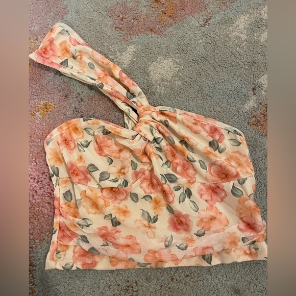 Cider floral one shoulder knitted top - Picture 2 of 3